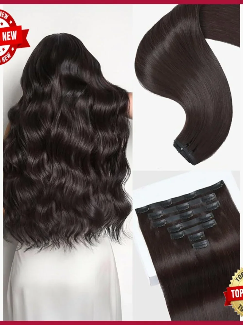 Human Hair Clip-In Extensions 100g 7-Piece Heat Resistant Virgin Remy